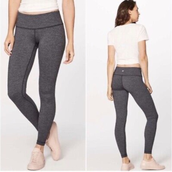Leggings Lululemon Wunder Under Pant Heathered Herringbone Heathered Black 8 - Picture 5 of 14